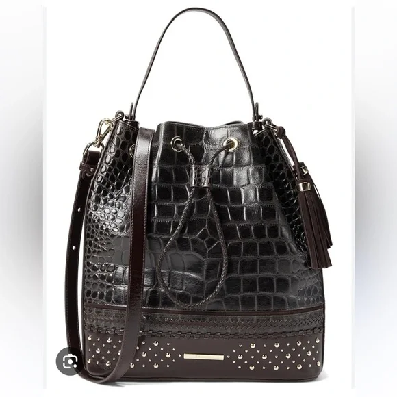 NWT Brahmin Marlowe DALLOWAY COCOA Leather Bucket Shoulder Bag